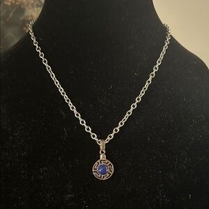 Elegant Silver Necklace with Blue Pendant
